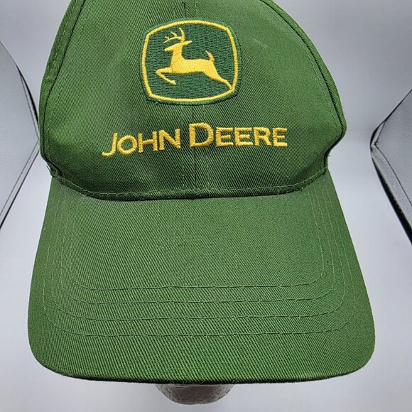John Deere Snapback Hat Green Adjustable Embroidered Logo Adults One Size Cap - Picture 10 of 10